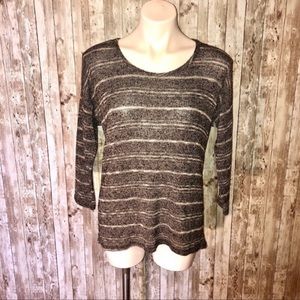 Charming Charlie black w/white striped long sleeve